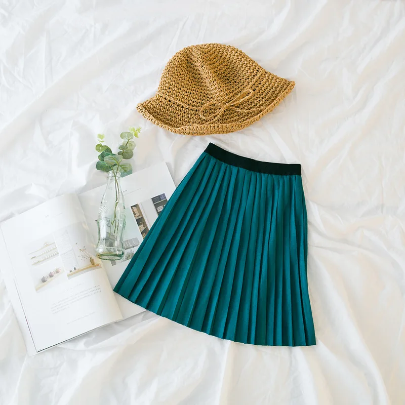 Hot sale New Fashion 2018 autumnCute Velvet Child Skirt Kids Pleated Skirt Smooth Skirt Toddlers Children Baby Girls Skirts (11)