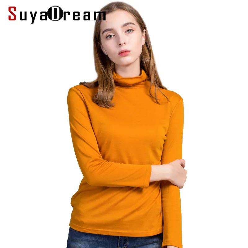 Женский свитер с высоким воротом SuyaDream однотонный трикотажный из 30% шелка 70%