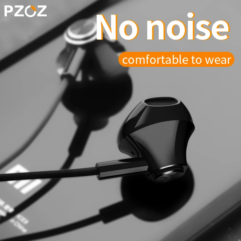 PZOZ USB C Earphone Wired Control Bass In Ear type c Sport Headset Type C Jack Headsets With Mic For Xiaomi Mi Mix 2s 8 SE 6X A2