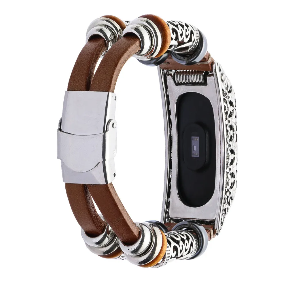 Модный сменный кожаный ремешок для наручных часов+ металлический чехол для наручных часов для Xiaomi mi Band 3 для mi Band L0430