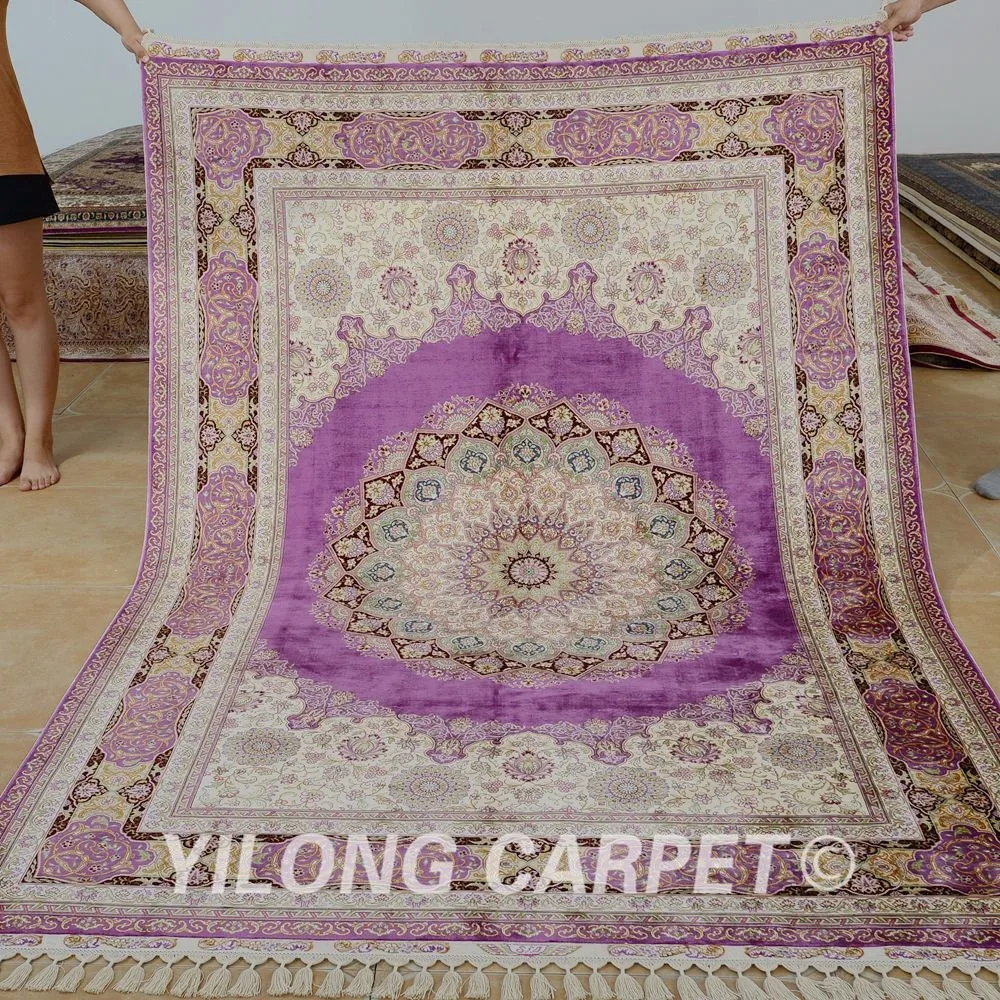 Yilong 5,5x" ручной работы турецкий ковер purple100% шелковые ковры ручной работы(1185