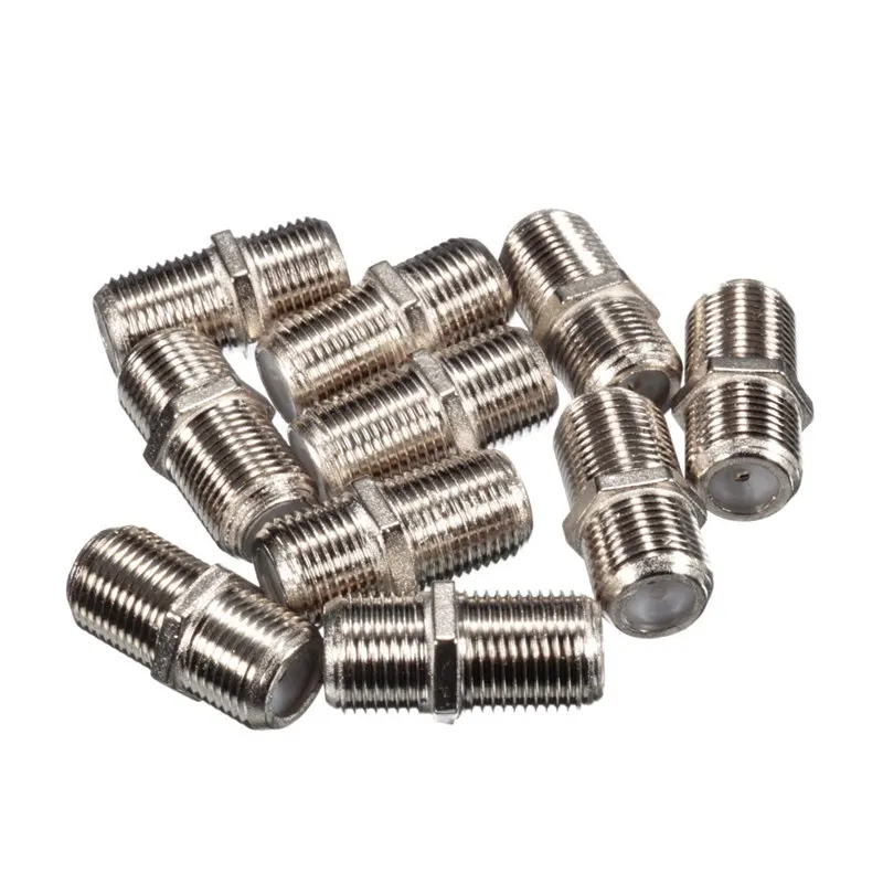 

Aluminium Alloy 10Pcs/bag Joiner Barrels Connector F Plug Coupler Adapter 4 Sky Plus HD TV Coax Cable
