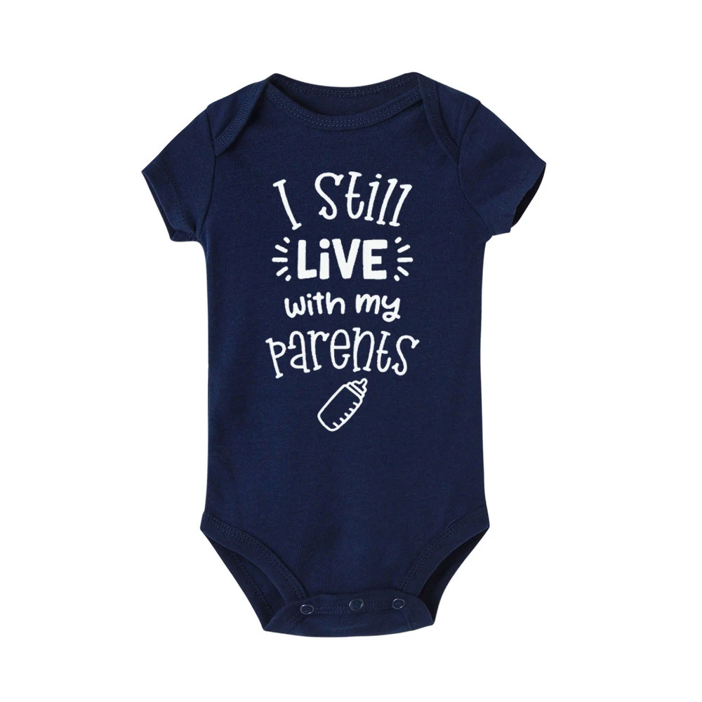 

I still live with my parents letter print baby boy clothing Cotton short Sleeved baby girl clothes baby romper Infantil babies
