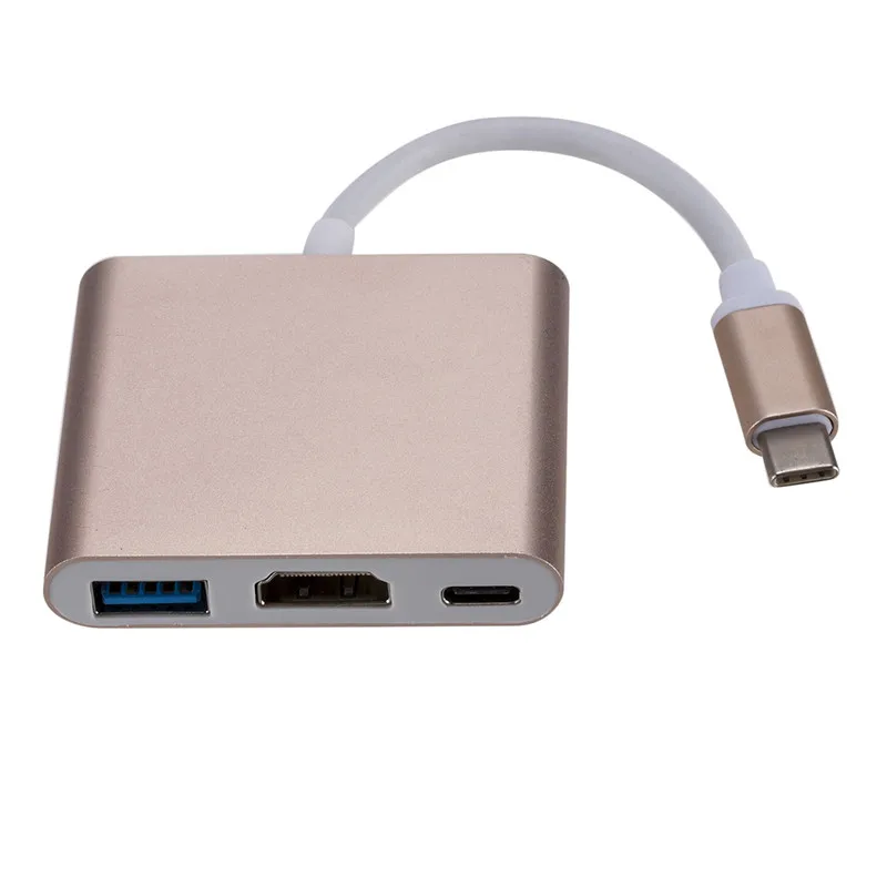 Адаптер для передачи данных Frog HDMI type-C для концентратора USB-C-HDMI Mini Dock станция HD для MacBook Xiaomi ноутбук телефон - Цвет: Золотой