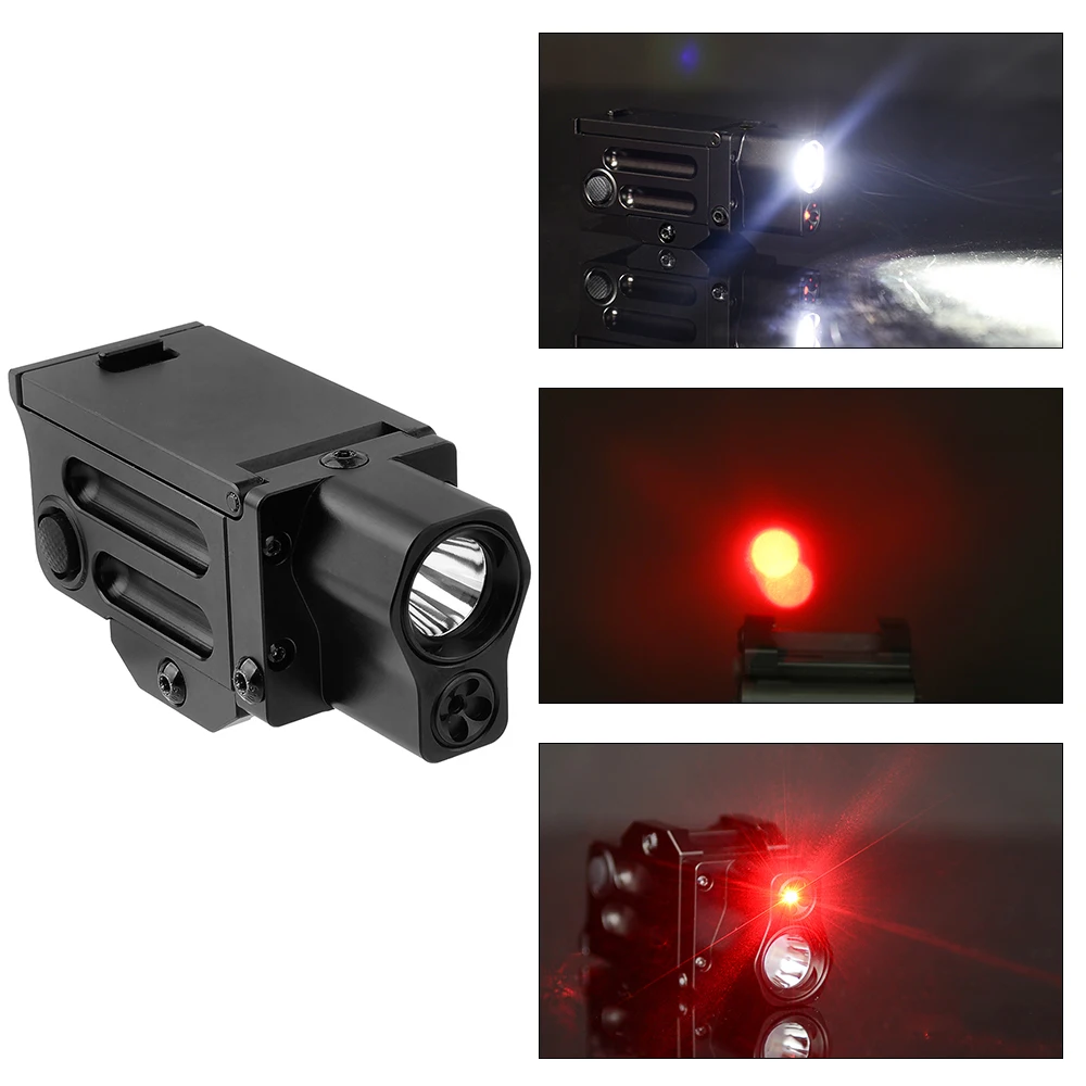 

220 Lumens Hunting Tactical LED Flashlight Red Laser Weapon Light Mini Sight Outdoor Light Tactical LED Flashlight Red Laser