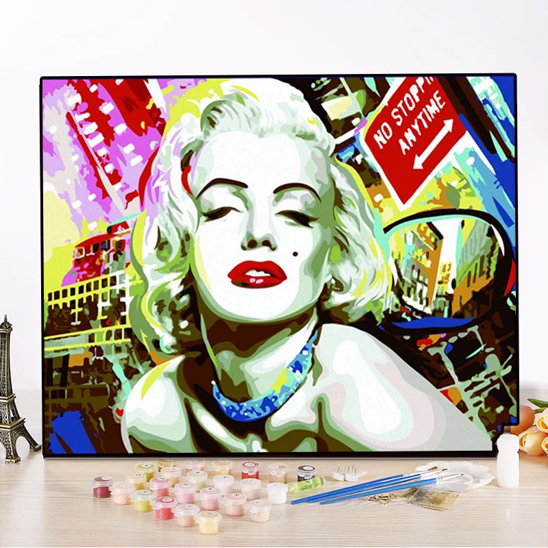 Y63 Marilyn Monroe Number oil Painting DIY Painting by Numbers Hand