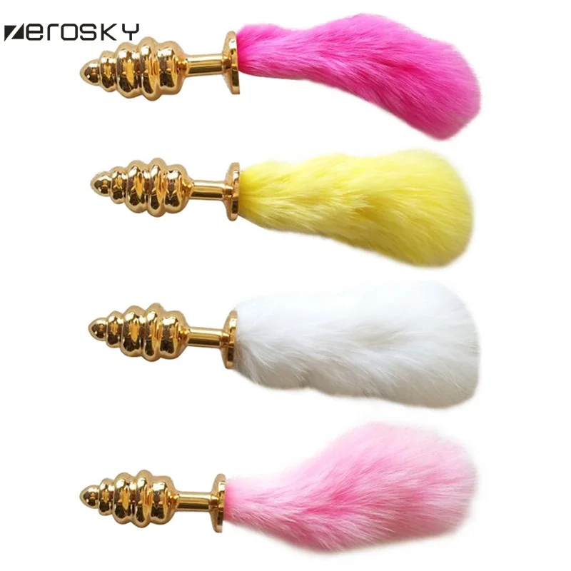 Zerosky 4 Colors Anal Plug Fox Tail Buttplug Sex Toys For