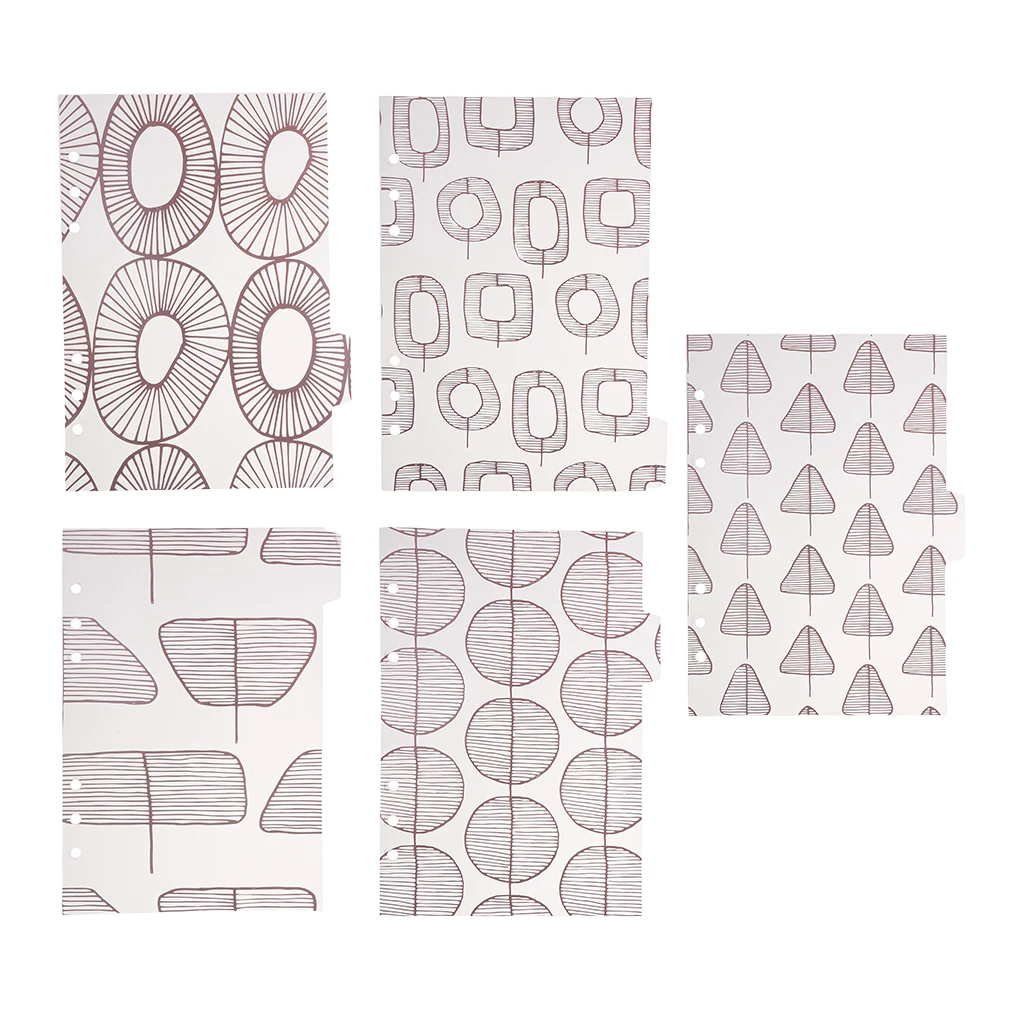 

5 Pieces Home Office Accessory Gold Stamping Notebook Loose Leaf Insert Divider Index Tabs Half –Transparent PVC For A5