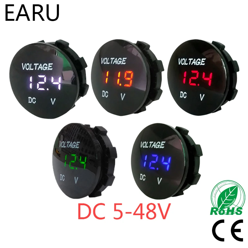 Round Waterproof Auto Boat Car Motorcycle DC5V-48V LED Panel Mini Digital Volt Voltage Meter Tester Monitor Display Voltmeter Round Waterproof Auto Boat Car Motorcycle DC5V-48V LED Panel Mini Digital Volt Voltage Meter Tester Monitor Display Voltmeter