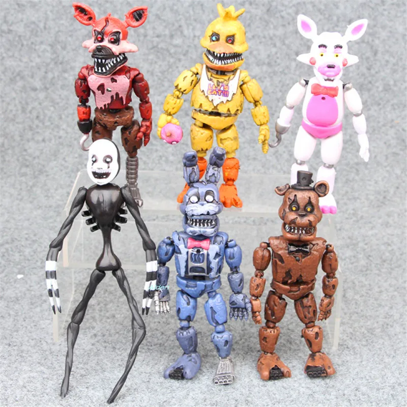 

6Pcs/set Five Nights at Freddy.s Bare Endoskeleton Golden Freddy Bonnie the Bunny PVC Action Figure Collectible Model Toy L162