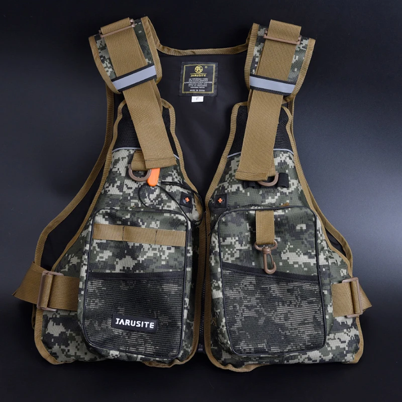 Jooyoo Outdoor Sports Fishing Vest Safety Portable Breathable Flotation Life Jacket Luminous Fishing Clothing Fishing Diving