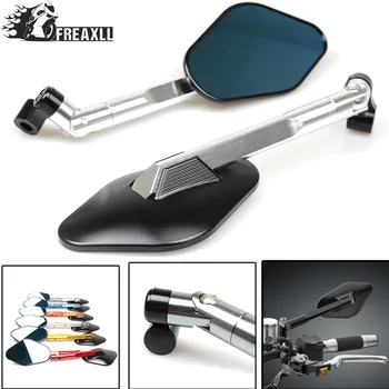 

Aluminum Motorcycle Rearview Mirrors Blue Glass Rear View Side Mirror Universal For ktm duke 125 suzuki sv 650 aprilia bmw nine