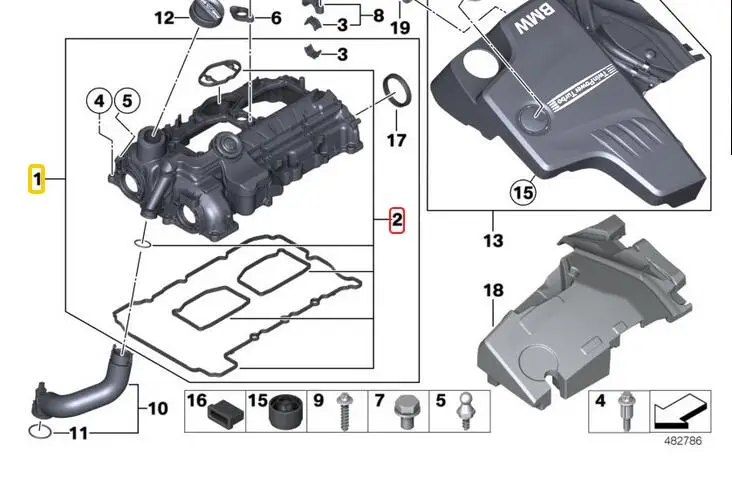 1 комплект крышка клапана двигателя для крышки головки блока цилиндров и прокладка для BMW X1 F10 F25 X3 F20 F30 N20 N26 11127588412