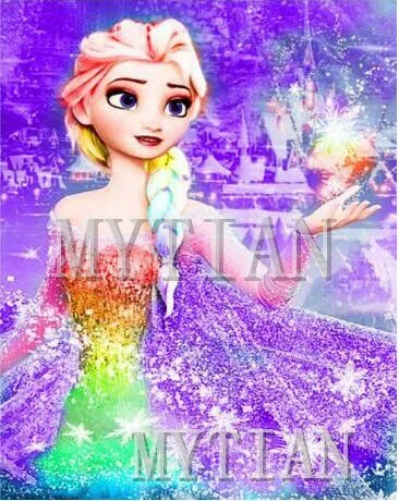 YNYC002802 5D DIY Алмазная картина из мультфильма «Холодное сердце», «Сестра Эльза и Анна», вышивка крестиком, полная круглая Алмазная вышивка, мозаика, Декор, подарок - Цвет: YNYC002802