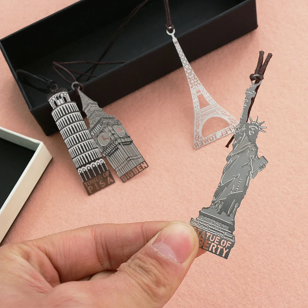 

2Pcs/lot Simple Style Creative European and American Monuments / Vintage Architecture / Memory Travel Metal Bookmark