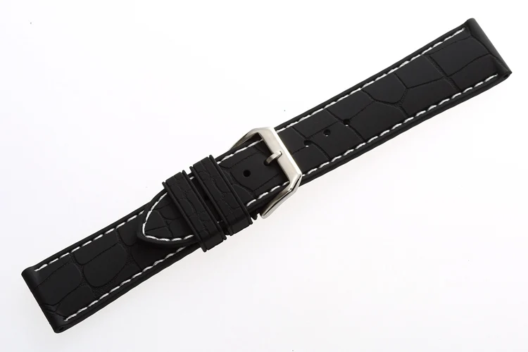 MAIKES 20 мм 22 мм Резиновая лента для мужчин погружение спортивный ремешок для часов белая строчка черная пряжка силиконовый ремешок для часов