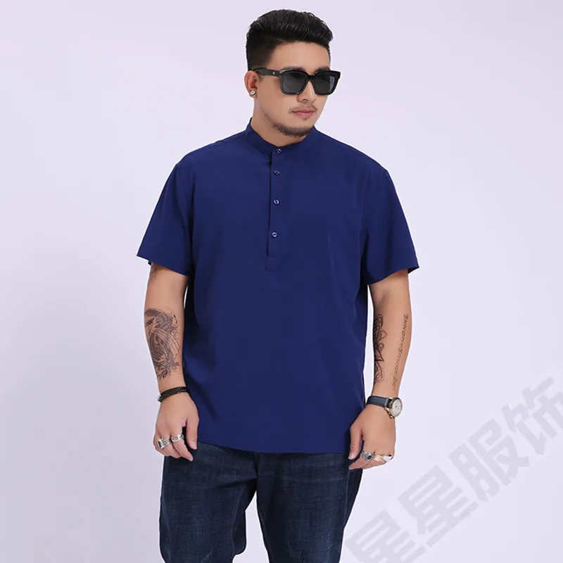 8XL 6XL пуловер Хлопок Рубашки Платье Мужские рубашки Slim Fit белый сплошной короткий рукав Летняя мужская одежда мужские топы Hombre Camisas