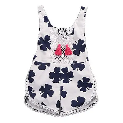 

Cute Newborn Baby Girls Clover Romper Clothes 2017 Summer Sleeveless Backless Halter Jumpsuit Outfits Toddler Kids Sunsuit