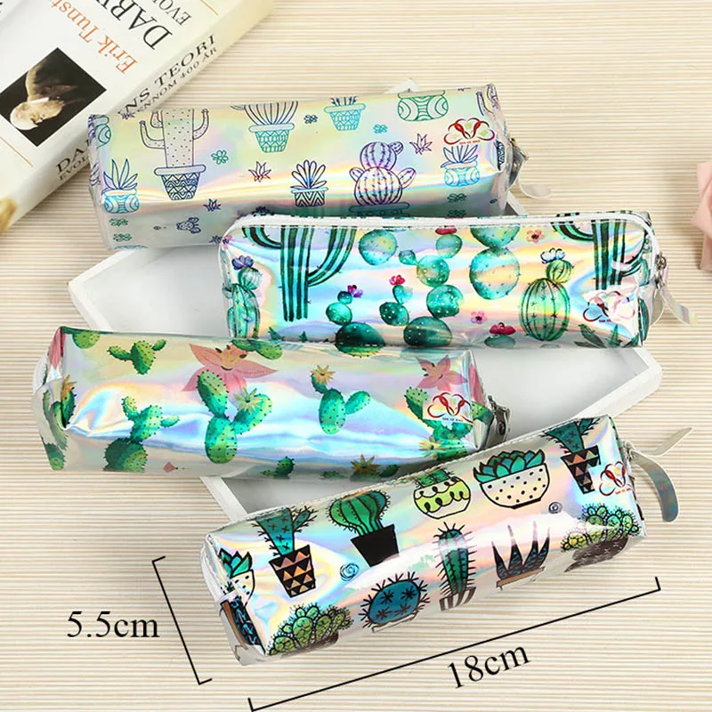 

Back to School Laser Cactus Pencil Case Unicorn Pencilcase School Pencil Bag Bts Creative Pen Case Bag For Kid Gift Stationery