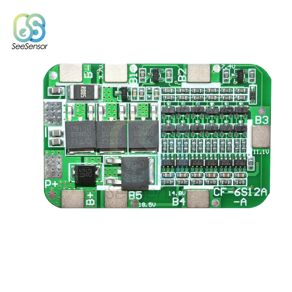 6S 15A 24V PCB плата защиты BMS для 6 модулей литий-ионных и литиевых батарей 18650 |