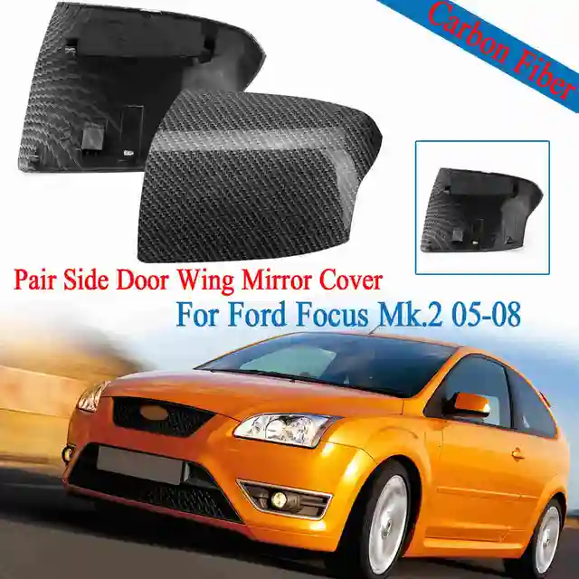 Pair Carbon Fiber Side Door Wing Mirror Cover Caps For Ford for Focus