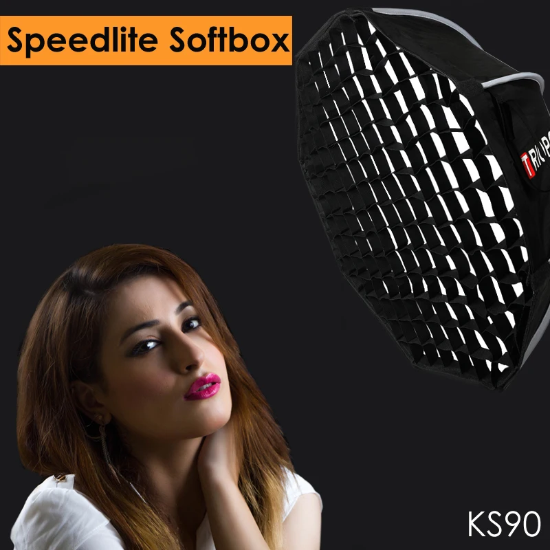  Triopo 90cm Speedlite Softbox Portable w/ Honeycomb Grid Outdoor Octagon Umbrella Flash Soft Box fo