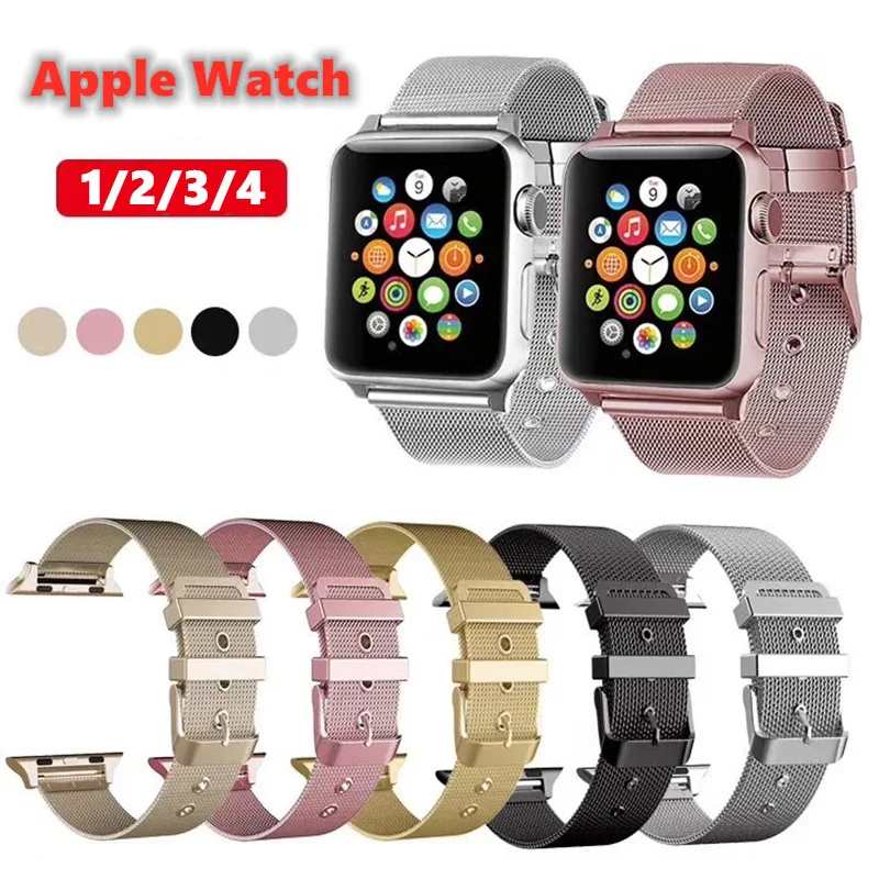 

For Apple Watch Series 1 2 3 4 Stainless Steel Bands 38mm 40mm 42mm 44mm Wristband Smart Bracelet Metal Bracelet