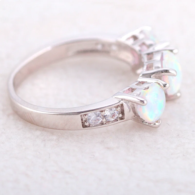 Rolilason Юбилей Кольца для Для женщин Белый огненный опал Серебро 925 бренд Модные