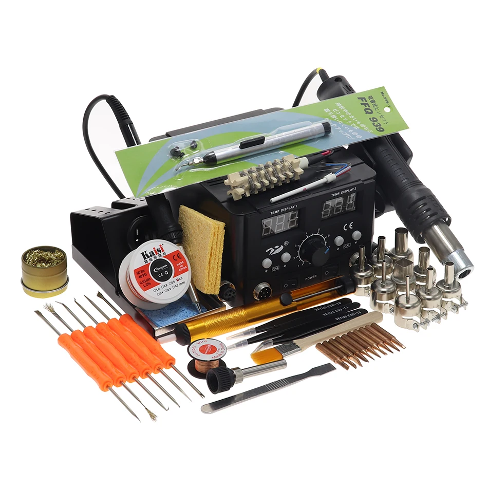 US $93.14 8582D 750W Blue Digital SMD Rework Soldering Station Repair Welding Soldering Iron Set PCB Desoldering Tool Hot air gun 852D