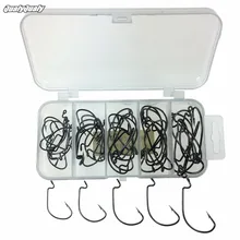 50 шт. офсетные рыболовные крючки из высокоуглеродистой стали рыболовные крючки Tarnish морской Лазерный черный широкий зазор рыболовные крючки