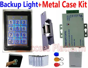 

Metal cover Keypad Password pin code+ID card EM Standalone access controller electro strike lock,power supply door bell exit kit