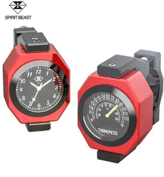 

SPIRIT BEAST Handlebar Clocks Motorcycle Watch Temperature Time 2-in-1 Thermometer 22-28mm Handlebar Luminous Clock