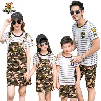 

Family Matching Outfits Camouflage Mother Daughter Dresses Family Clothing Father and Son T shirt and Pants Family Clothes Sets