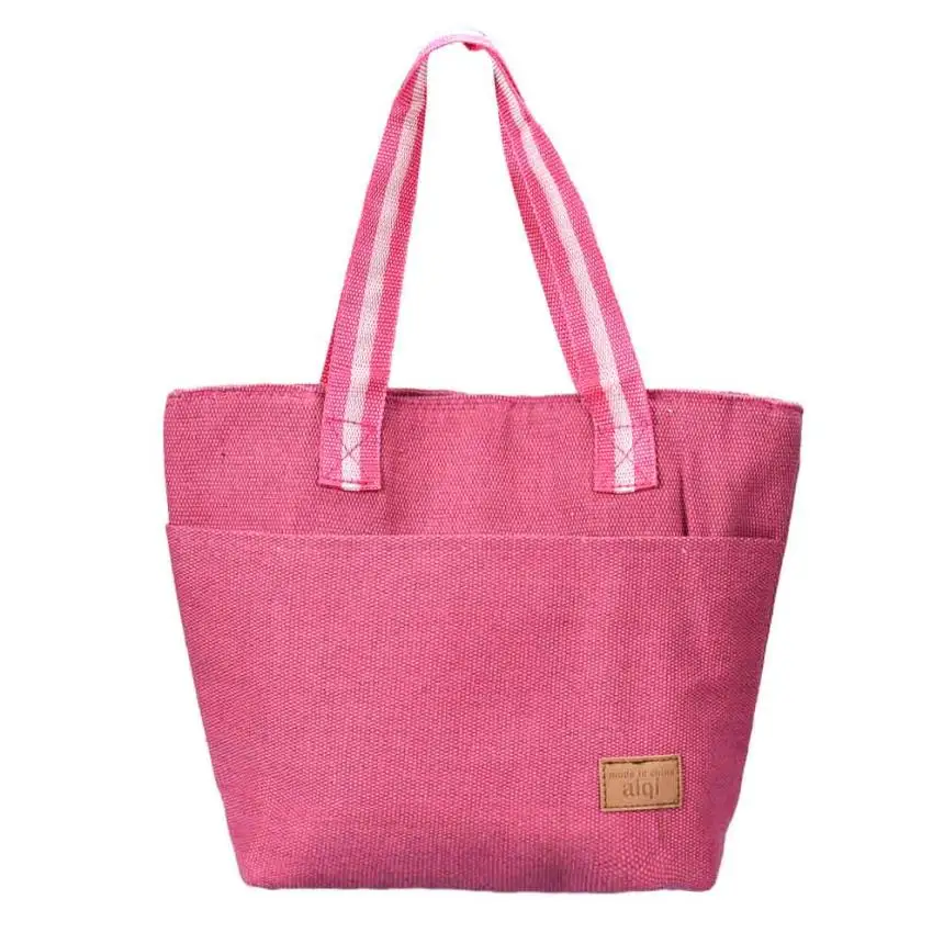 Модные холщевые женские сумки переносные сумки для еды сумки для ланча Размер 31 см* 11 см* 23 см удобный Ланч Пакет lancheira - Цвет: Pink