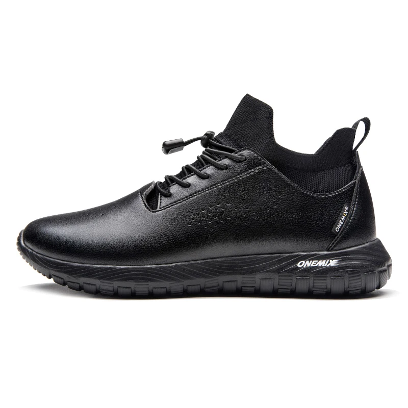 ONEMIX/Коллекция года; мужская кожаная обувь 3 в 1 в комплекте; обувь высшего качества; уличные женские кроссовки; мягкий микротканевый светильник; мужские рабочие кроссовки - Цвет: black