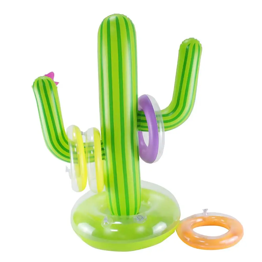 

5PCS Inflatable Cactus Ring Toss Game Set Floating Swimming Ring Summer Outdoor Children's Intelligence Interactive Game