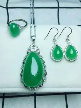 

c8#925 silver inlaid natural chalcedony set!