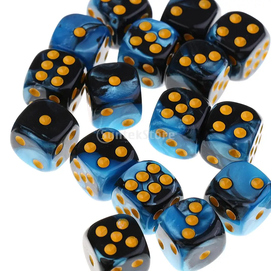 Portable 30 Pieces Acrylic 6-sided Spot Dice D6 with Iron Box Case for Party Bar Casino Supplies DND RPG Table Game Props