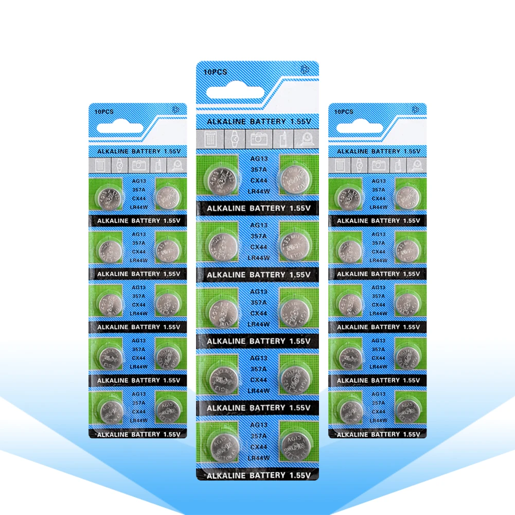 YCDC 30 Pieces Alkaline Battery Coin Cell AG13 D303 D357 D76A G13 G13A GP76 GPA76 GS14 L1154