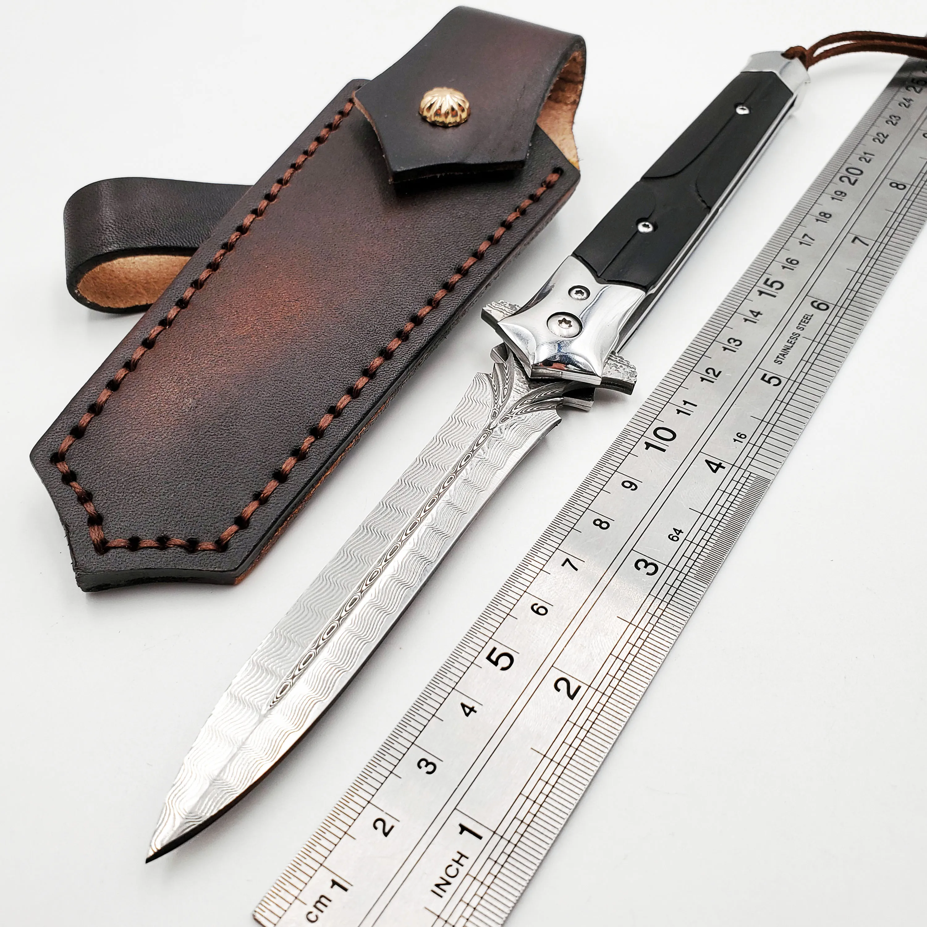 

Collector Aquaman Damascus Folding Knife Ebony Handle Tactical Pocket Knives Outdoor Survival Camping Hunting Knifes EDC Tools