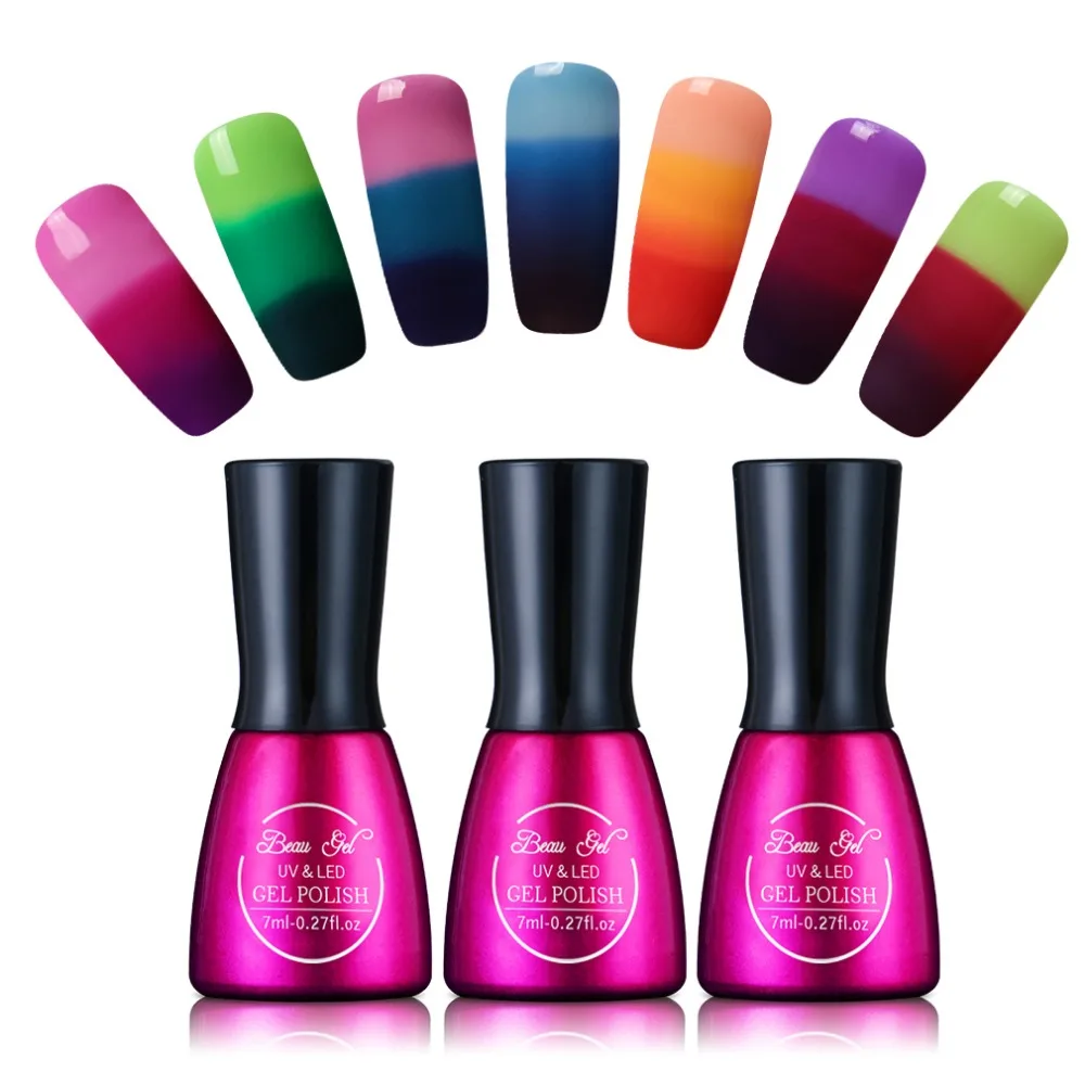 

Beau Gel UV Nails Polish Gel 7ml Temperature Color Changing Gel Polish Professional Soak Off Thermal Gel Lak Gelpolish