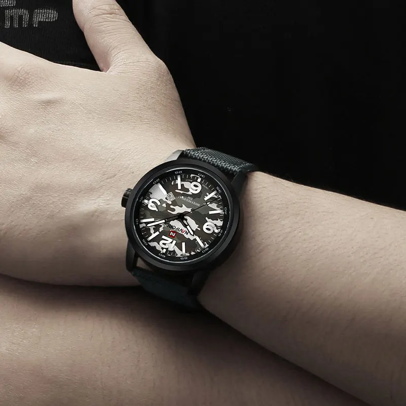 NAVIFORCE модные брендовые мужские спортивные часы Камуфлированные штаны милитари