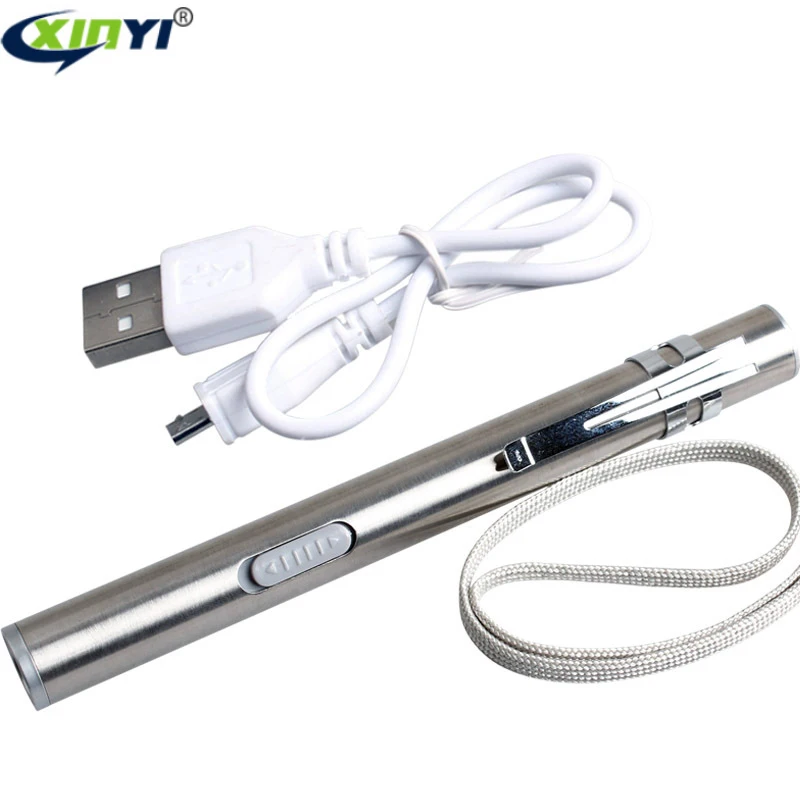 

Aluminium Alloy Waterproof LED USB Chargeable Flashlight Powerful Rechargeable Torch Keychain Pen Flashlight For doctors