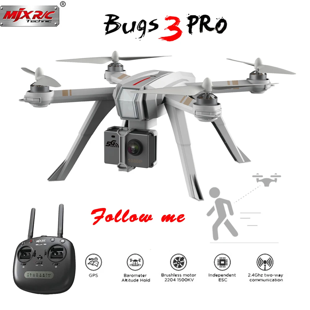 

MJX Bugs 3 Pro B3 Pro RC Drone with 720P/1080P Wifi FPV Camera GPS Follow Me Mode Brushless RC Helicopter Quadcopter VS Bugs 5W