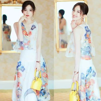 

2019 Dress Sexy Gulnazar Celebrity Print Fashion Women Elegant V Neck Sleeveless Casual Loose Bandage Party Dresses Wholesale
