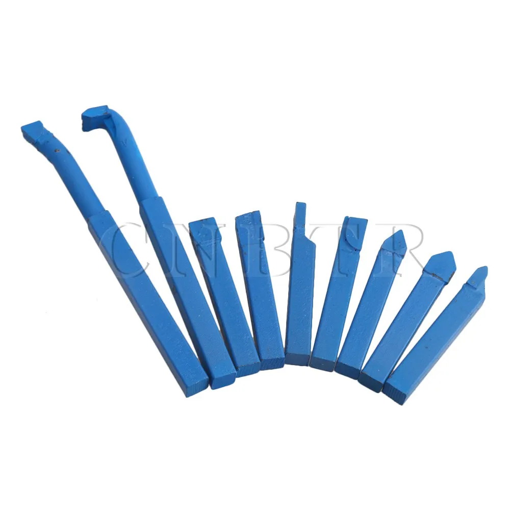 

CNBTR 8x8mm Square Shank Blue Iron Lathe Brazed Carbide Turnning Tools with YT15 Alloy Tool Bit Pack of 9