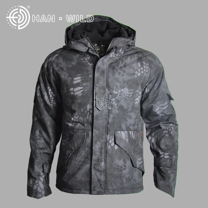 Зимняя мужская Военная камуфляжная флисовая куртка армейская тактическая одежда Мультикам мужские камуфляжные ветровки пальто - Цвет: black python