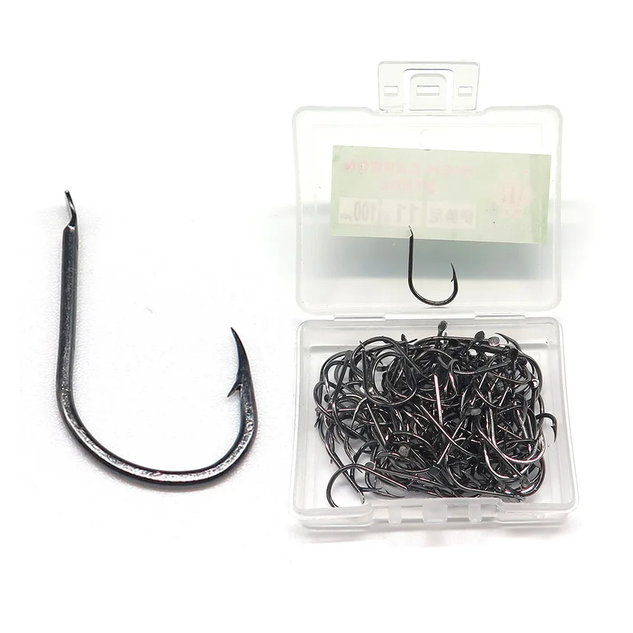 

50 pcs ~ 100 pcs Black Iseama Fishing hook high carbon steel Fishhook with size 1#-15# Fishing Hooks