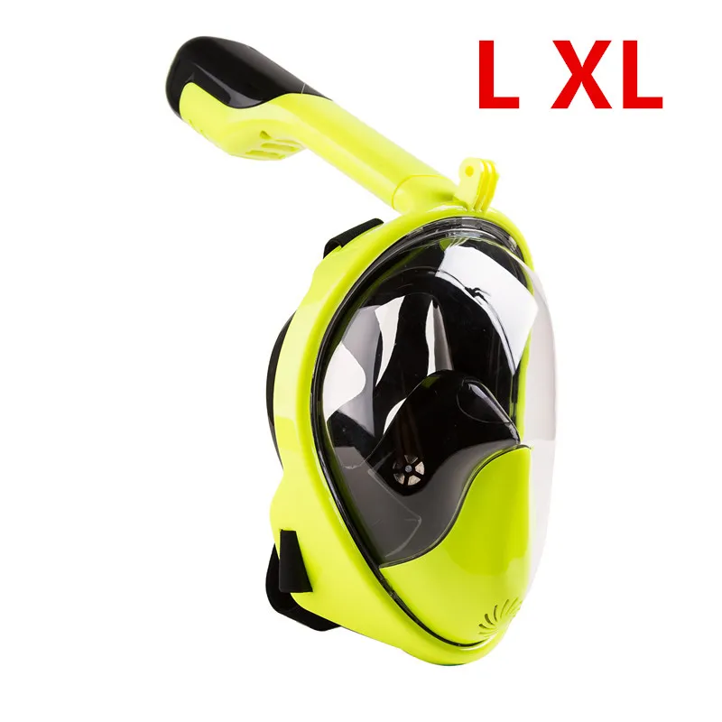 Новинка года, набор для подводного плавания, 180 градусов, широкие респираторные маски, безопасные и водонепроницаемые, для подводного плавания, анти-туман, маска для дайвинга на все лицо - Цвет: Yellow L XL