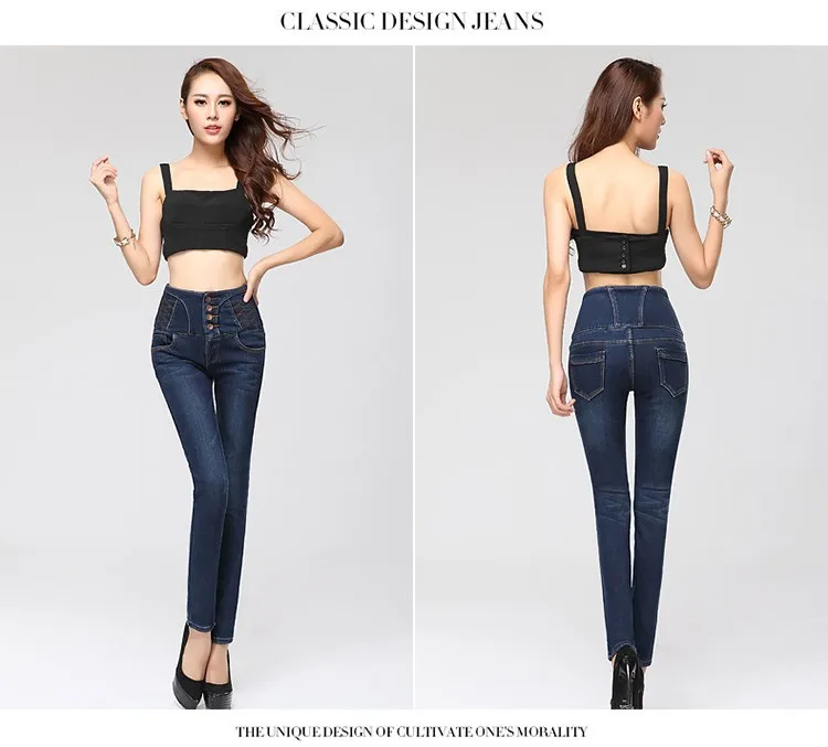 Специальная цена! Женские зимние теплые плотные обтягивающие джинсы Дамская Высокая талия плюс бархат джинсовые штаны синий и черный